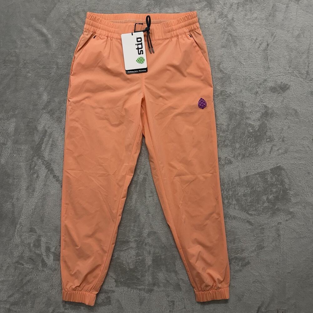 Stio PTV Peak To Valley Jogger Pants Small Desert Coral Orange Athletic NWT